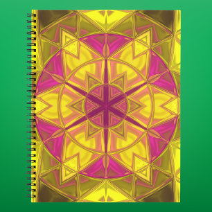 Cuaderno Mosaico Kaleidoscope Flor amarillo y rosa