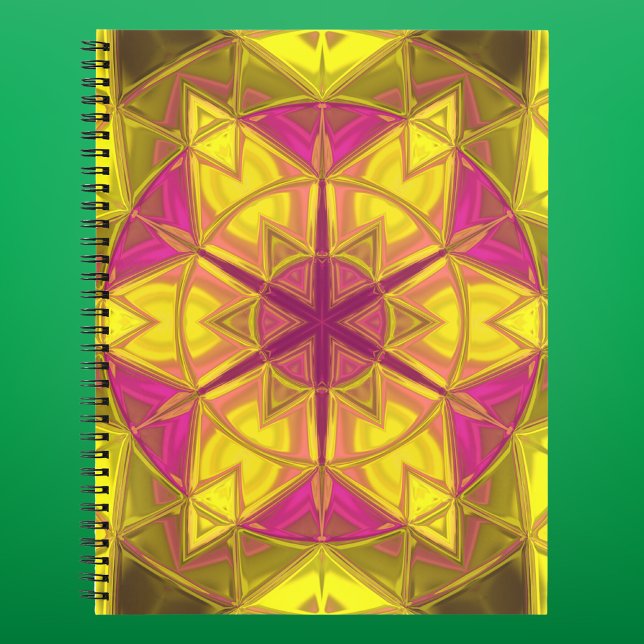 Cuaderno Mosaico Kaleidoscope Flor amarillo y rosa (Subido por el creador)