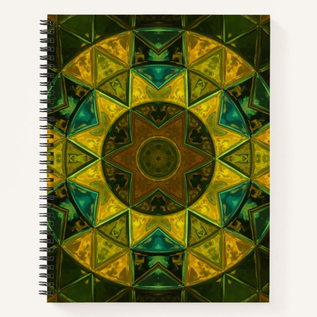 Cuaderno Mosaico Kaleidoscope Flor Amarillo y Verde (Anverso)