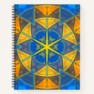 Cuaderno Mosaico Kaleidoscope Flor azul y amarillo