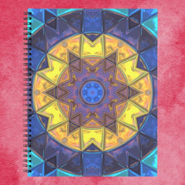 Cuaderno Mosaico Kaleidoscope Flor azul y amarillo (Subido por el creador)