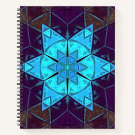 Cuaderno Mosaico Kaleidoscope Flor azul y púrpura