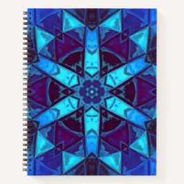 Cuaderno Mosaico Kaleidoscope Flor azul y púrpura