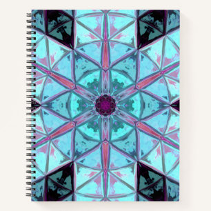 Cuaderno Mosaico Kaleidoscope Flor azul y rojo