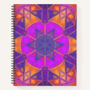 Cuaderno Mosaico Kaleidoscope Flor morado rosa y amarillo