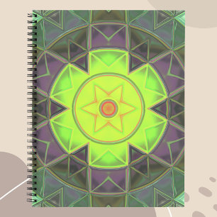 Cuaderno Mosaico Kaleidoscope Flor morado verde y amarillo