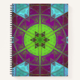 Cuaderno Mosaico Kaleidoscope Flor morado verde y azul