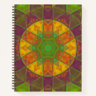 Cuaderno Mosaico Kaleidoscope Flor morado verde y Naranja
