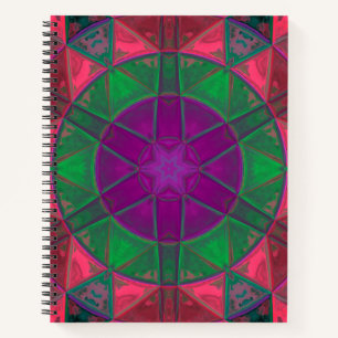 Cuaderno Mosaico Kaleidoscope Flor morado verde y rosa