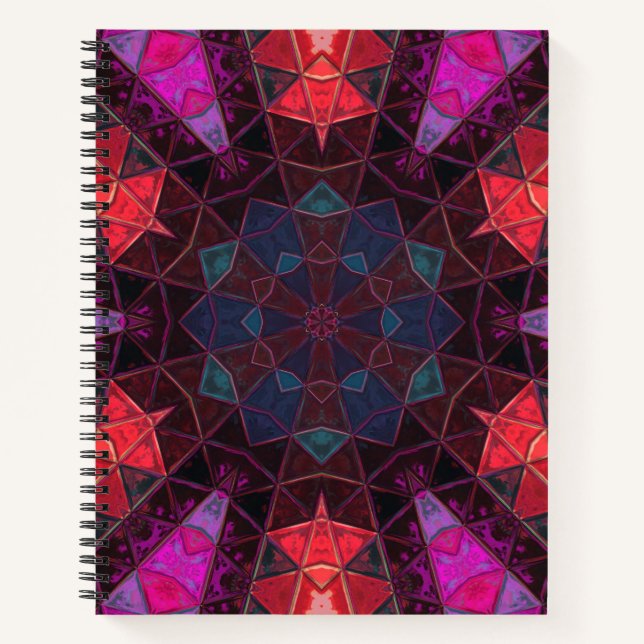 Cuaderno Mosaico Kaleidoscope Flor morado y rosa (Anverso)