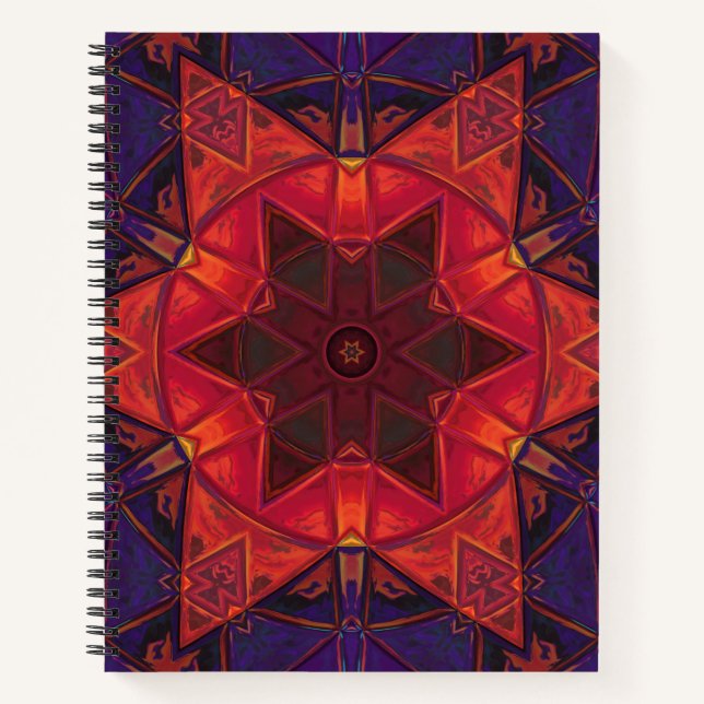Cuaderno Mosaico Kaleidoscope Flor roja y morada (Anverso)