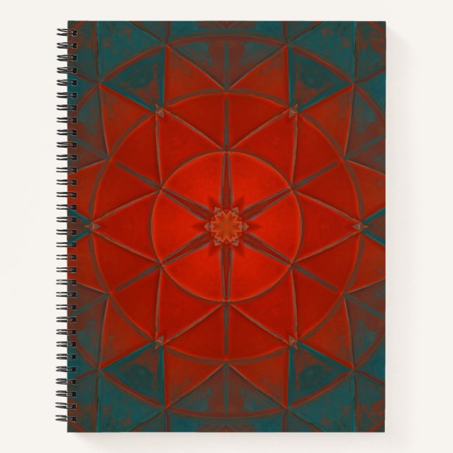 Cuaderno Mosaico Kaleidoscope Flor Rojo y Azul (Anverso)