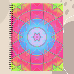 Cuaderno Mosaico Kaleidoscope Flor rosa azul y amarillo