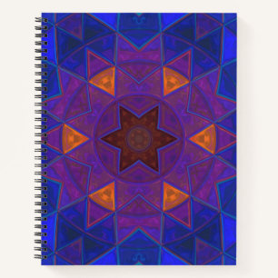 Cuaderno Mosaico Kaleidoscope Flor rosa azul y amarillo