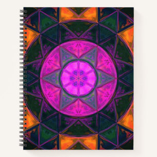 Cuaderno Mosaico Kaleidoscope Flor rosa morado y Naranja