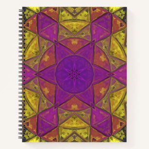 Cuaderno Mosaico Kaleidoscope Flor rosa y amarillo