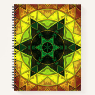 Cuaderno Mosaico Kaleidoscope Flor verde y amarillo
