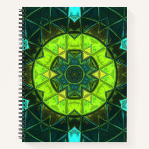 Cuaderno Mosaico Kaleidoscope Flor verde y azul