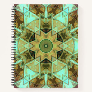 Cuaderno Mosaico Kaleidoscope Flor verde y marrón