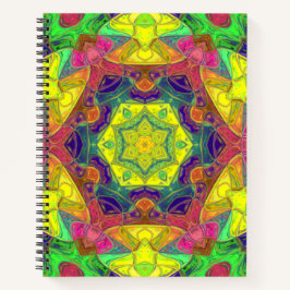 Cuaderno Mosaico Mandala Flor amarillo azul y verde