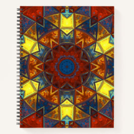 Cuaderno Mosaico Mandala Flor Amarillo Rojo y Azul