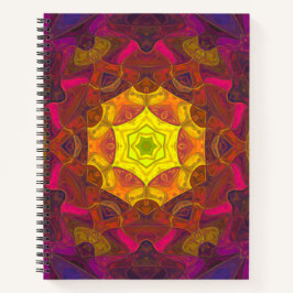 Cuaderno Mosaico Mandala Flor amarillo rosa y morado