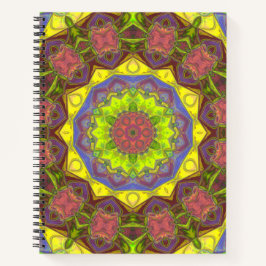 Cuaderno Mosaico Mandala Flor amarillo rosa y verde