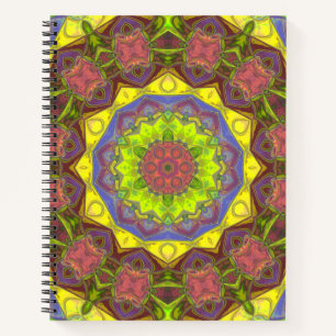 Cuaderno Mosaico Mandala Flor amarillo rosa y verde