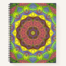 Cuaderno Mosaico Mandala Flor amarillo rosa y verde