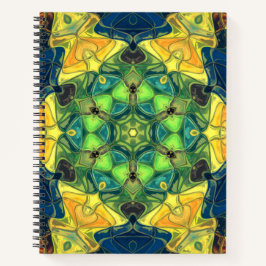 Cuaderno Mosaico Mandala Flor Amarillo Verde y Azul