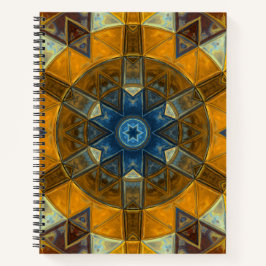 Cuaderno Mosaico Mandala Flor Amarillo y Azul