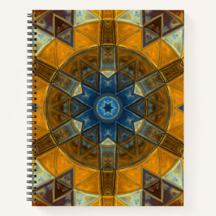 Cuaderno Mosaico Mandala Flor Amarillo y Azul
