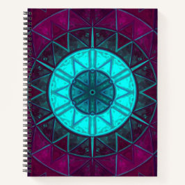 Cuaderno Mosaico Mandala Flor Azul y Púrpura