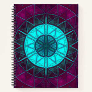 Cuaderno Mosaico Mandala Flor Azul y Púrpura