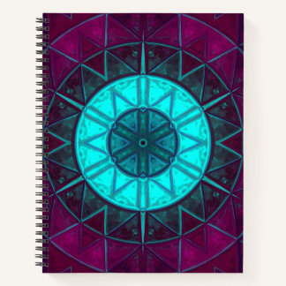 Cuaderno Mosaico Mandala Flor Azul y Púrpura