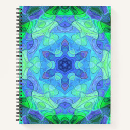 Cuaderno Mosaico Mandala Flor Azul y Verde