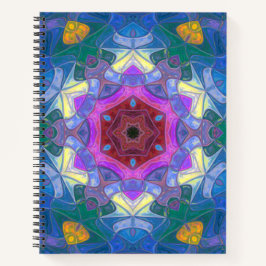 Cuaderno Mosaico Mandala Flor rosa azul y amarillo