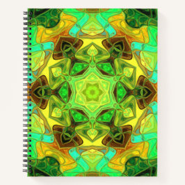 Cuaderno Mosaico Mandala Flor Verde Azul y Amarillo