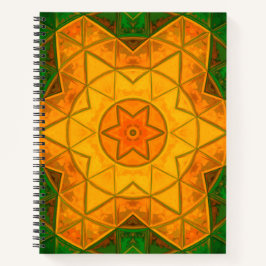 Cuaderno Mosaico Mandala Flor Verde y Amarillo