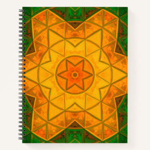 Cuaderno Mosaico Mandala Flor Verde y Amarillo