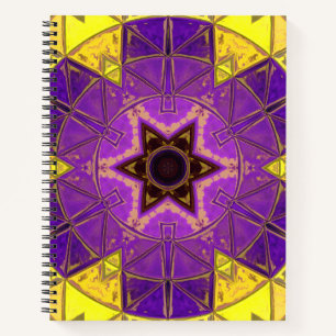 Cuaderno Mosaico Mandala morado y amarillo