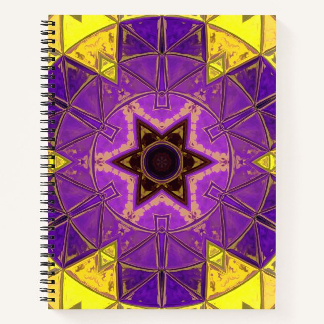Cuaderno Mosaico Mandala morado y amarillo (Anverso)