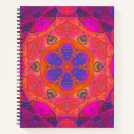 Cuaderno Mosaico Mandala Naranja de flores morado y rosa