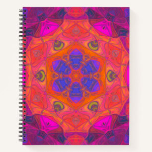 Cuaderno Mosaico Mandala Naranja de flores morado y rosa