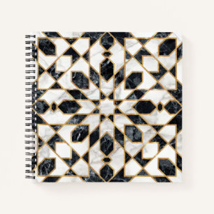 Cuaderno Mosaico marroquí de mármol blanco y negro