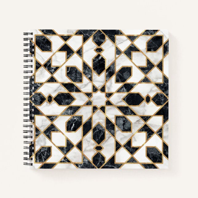 Cuaderno Mosaico marroquí de mármol blanco y negro (Anverso)