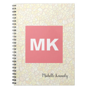 Cuaderno Mosaico moderno profesional monogramado rosa