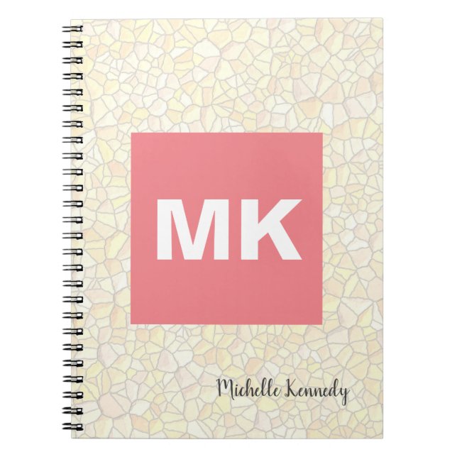 Cuaderno Mosaico moderno profesional monogramado rosa (Frente)