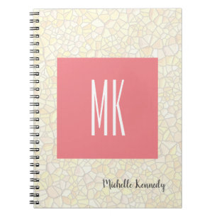 Cuaderno Mosaico profesional moderno monogramado rosa
