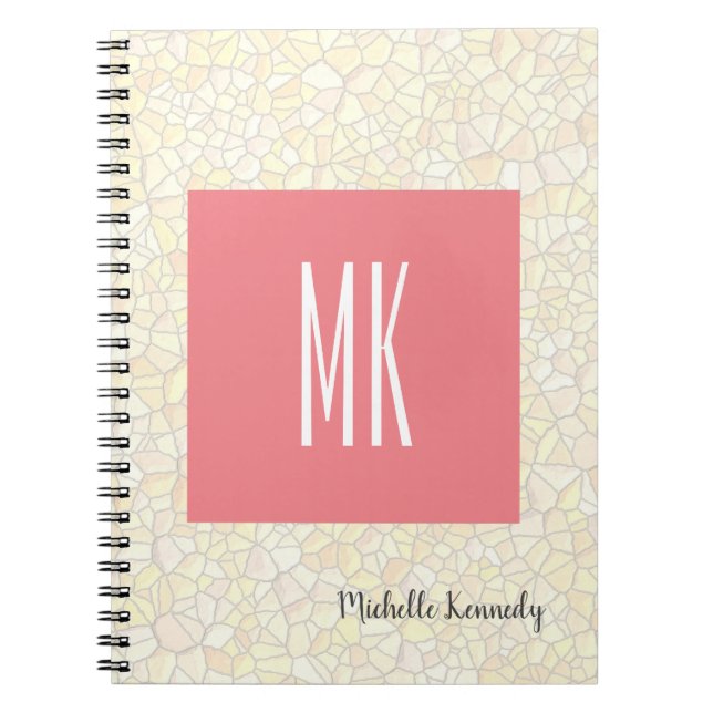 Cuaderno Mosaico profesional moderno monogramado rosa (Frente)